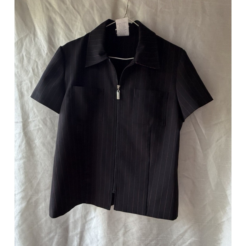 Fashion Bug Black‎ Red Pinstripe Jacket Womens 8 Zip Front Y2K Office Career